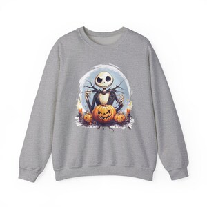 Jack Skellington Sweatshirt, Nightmare Before Christmas Pullover, Pumpkin Halloween Crewneck, Spooky Season Top, Disney Halloween Gift image 5