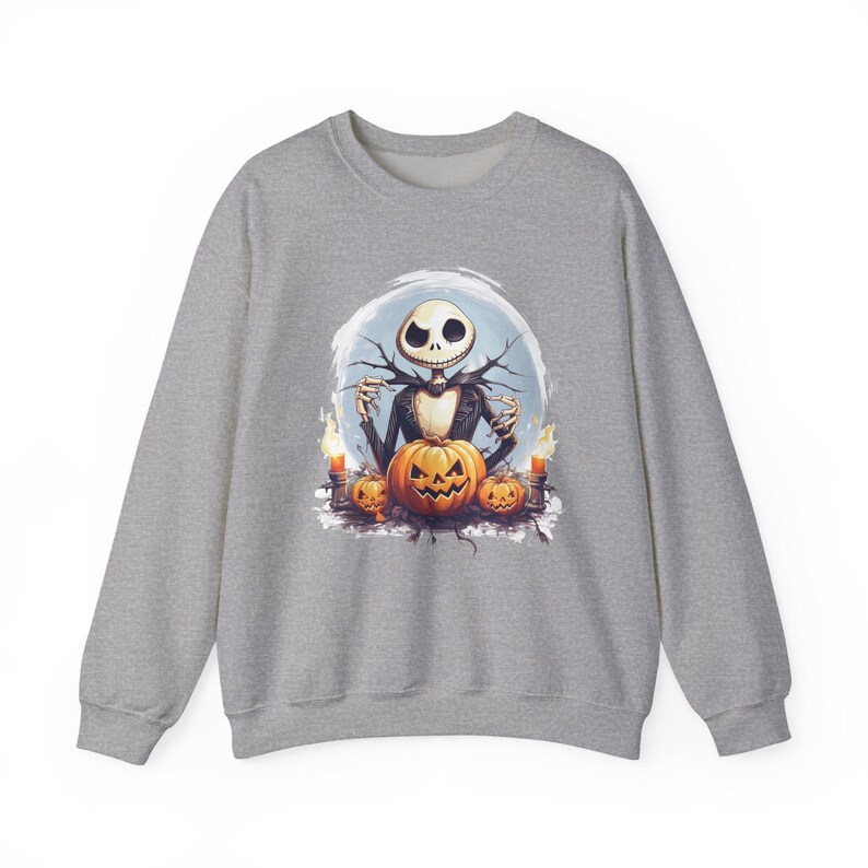Jack Skellington Sweatshirt, Nightmare Before Christmas Pullover, Pumpkin Halloween Crewneck, Spooky Season Top, Disney Halloween Gift image 5
