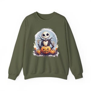 Jack Skellington Sweatshirt, Nightmare Before Christmas Pullover, Pumpkin Halloween Crewneck, Spooky Season Top, Disney Halloween Gift image 6