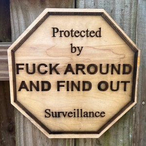 Funny Home Security Sign: Protected by Surveillance, Warning Sign