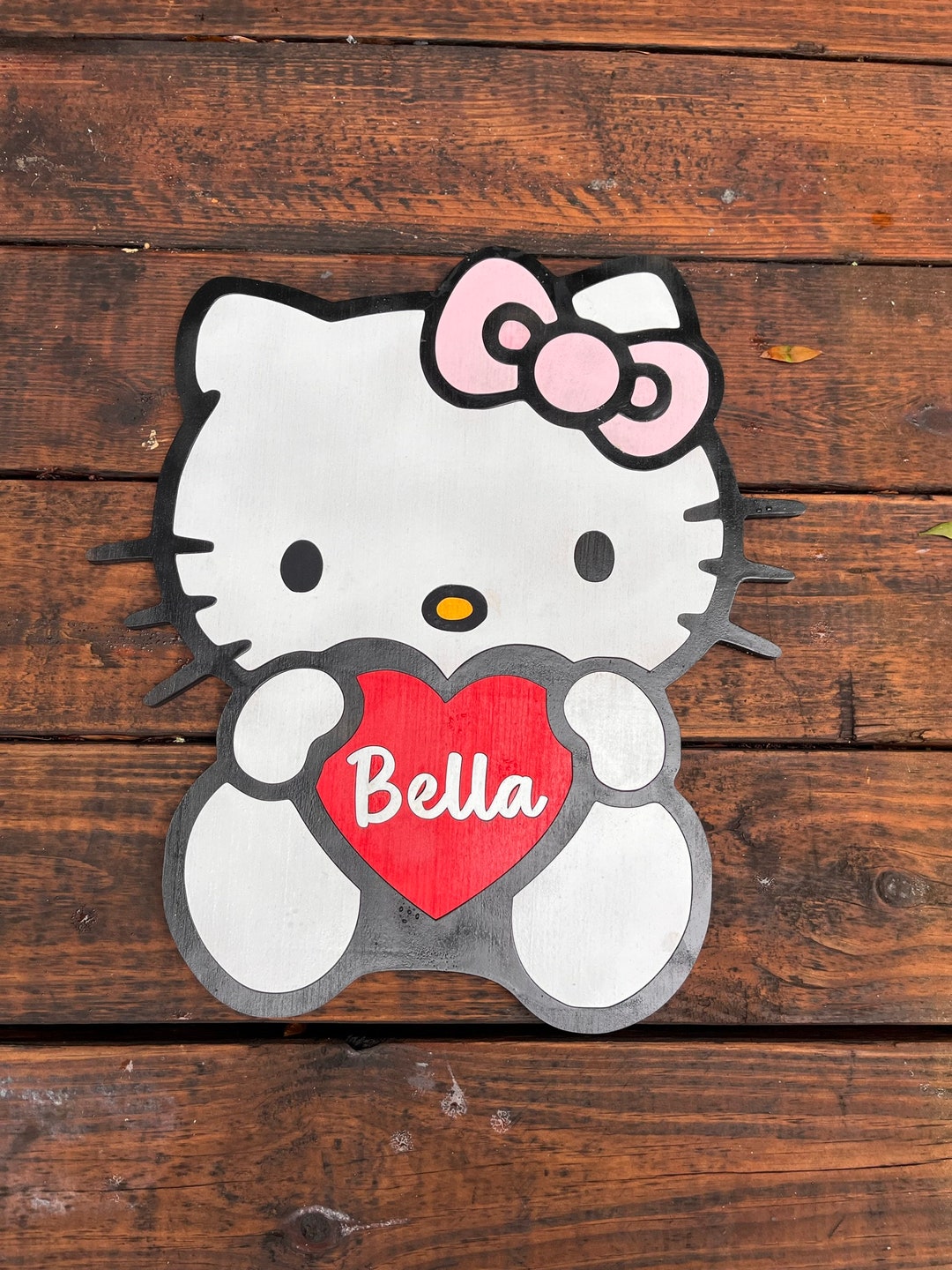 Handmade Hello Kitty Nursery Name Sign: Personalized Laser Cut