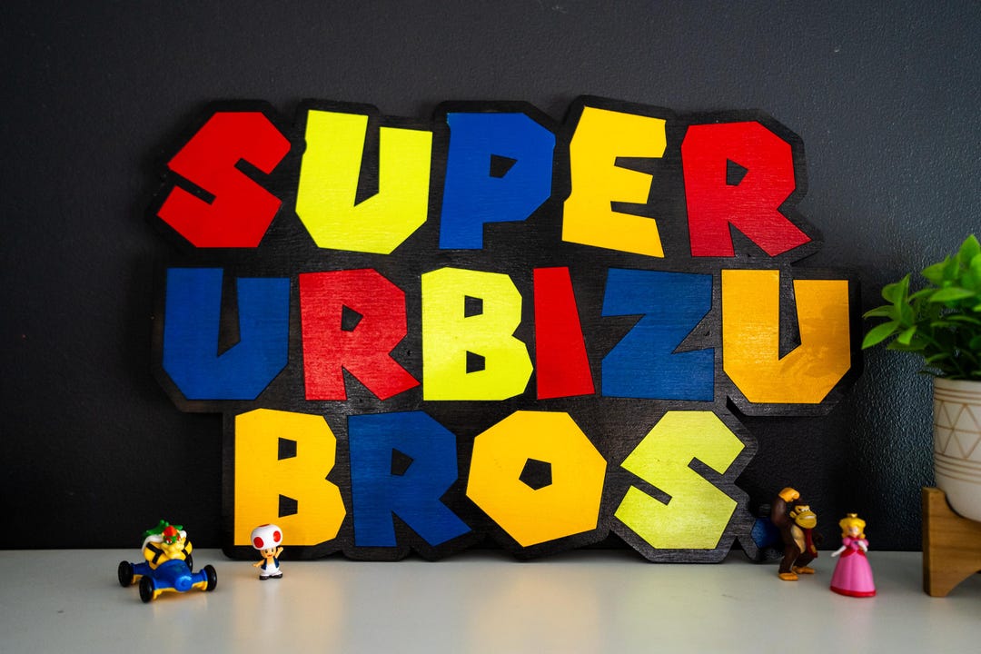 Mario Think Sign Personalized Super Mario Inspired Sign: Custom Gamer Wall Art (23