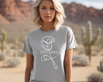 Damen T-Shirt mit Minimalistischer Rose Sommer T-Shirt Blumen Shirt Frauen T-Shirt Wildblume