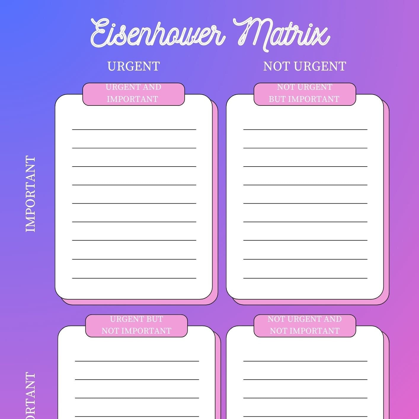 Eisenhower Matrix 1 Page Instant Digital Download Planner Page Task ...