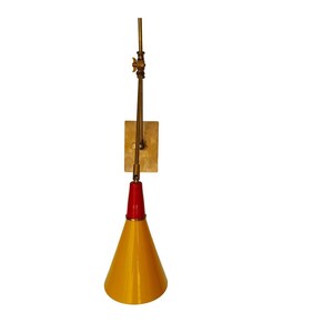 Adjustable Brass Wall Light Mid Century White and Brass Wall Lamp
