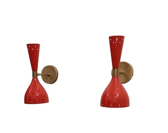 Livid Brass Wall Sconce Pair: Stilnovo Modern Italian Light
