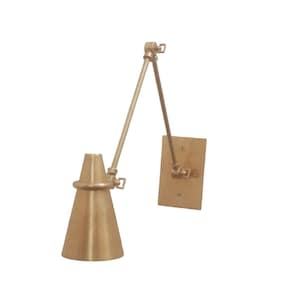 Brass Wall Lamp Mid Century Handmade White And Polished Brass Articulating Wall Sconce