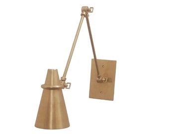 Brass Wall Lamp Mid Century Handmade White And Polished Brass Articulating Wall Sconce