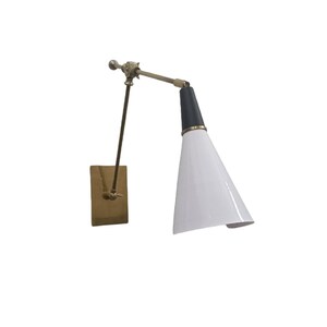 Adjustable Brass Wall Light Mid Century White and Brass Wall Lamp
