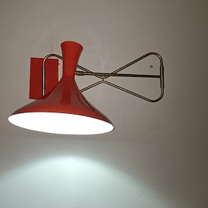 1950s Mid Century Brass Swing Italian Wall Sconce Light Fixture Stilnovo Style Brass Sputnik Wall Sconce
