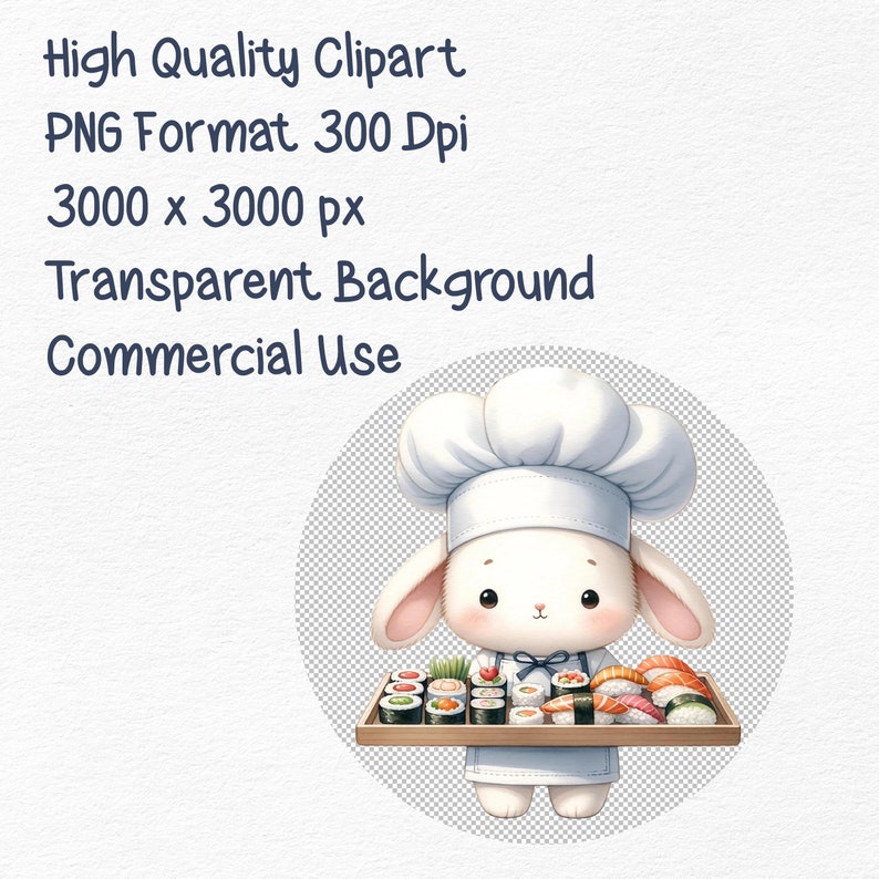 Cooked Rabbit Drawing Watercolor Bunny Chef Clipart, Cute Rabbit Cooking Digital PNG, Kitchen ...