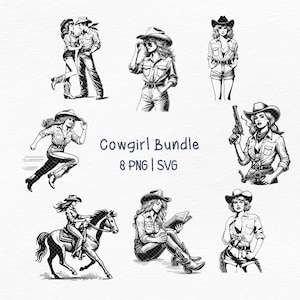 Retro Cowgirl Clipart Bundle,Retro Cowgirl svg png,Vintage Cowgirl,Retro Cowboy Sublimation,retro Cowboys,gift for mom,Retro Country Cowgirl