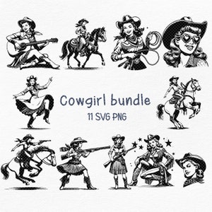 Retro Cowgirl Clipart Bundle,Retro Cowgirl svg png,Vintage Cowgirl,Retro Cowboy Sublimation,retro Cowboys,gift for mom,Retro Country Cowgirl