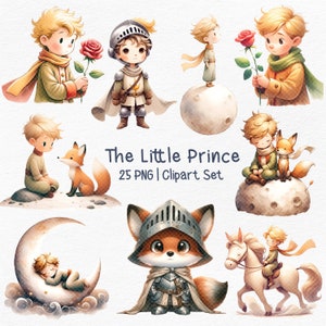 Aquarelle clipart petit prince, petit prince png, illustrations mignonnes, prince sur le thème fête d'enfants, El principito, thème prince