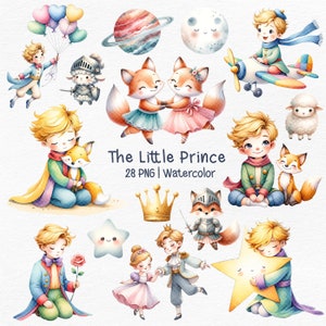 Little Prince Clipart Aquarell, little Prince png, Cute Illustrationen, Kids Party Themed Prince, El principito, Prince Thema