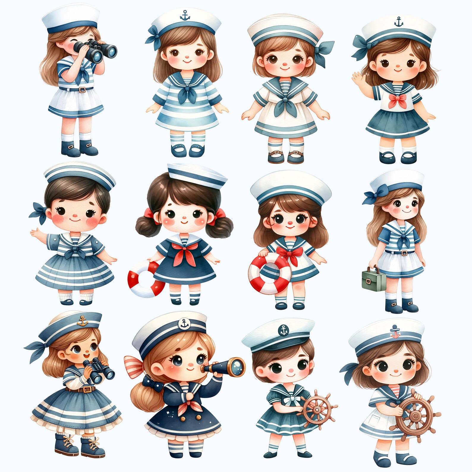 Little Sailor Watercolor Clipart,sailor Watercolor,sailboat Clipart,cute Navy Illustrations ...