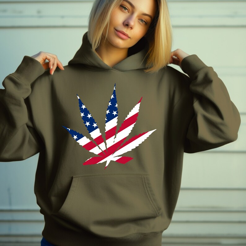 American Flag Pot Leaf, Usa Weed, Marijuana Hooded Sweatshirt, Weed ...