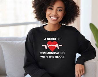 Heartbeat Sweatshirt For Nurse, Nurse Heart Hoodie, Rn Sweatshirt, Er Nurse Sweatshirt, Nurse Crewneck Sweatshirt, Gift For Her, Nurse Gift