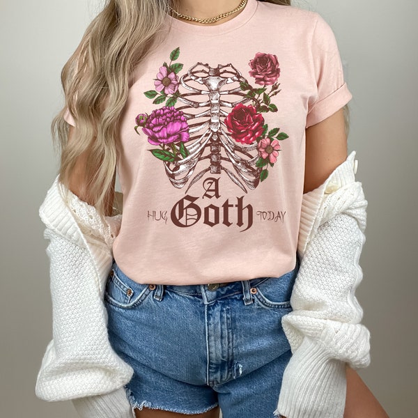 Pastel Goth Pink Floral Rib Cage Shirt, Skeleton Ribcage Crewneck, Witchy Botanical Anatomy, Spooky Season, Plant Lady, Idea For Goth Day