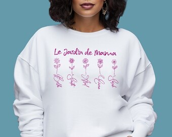 Unique Mom Gift Sweatshirt, Mom's Garden With Custom Birth Flowers And Kids Names, Mother's Day Gift, Mama Gift, Personalized Mom Sweatshirt