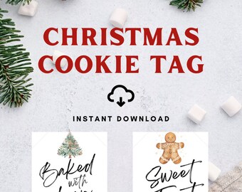 Baked with Love Tag, Christmas Tag, Cookie Exchange Tag, Holiday Gift Tag Template, Christmas Cookies exchange tag, Christmas Tag Download