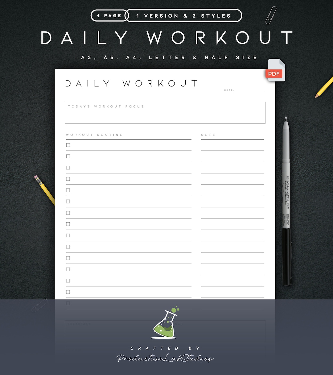 Daily Workout Planner Printable Fitness Journal Exercise - Etsy