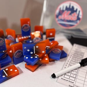 New York METS custom personalized dominoes, baseball gift , birthday gift, unique gift, gifts for him, customized photo gift, resin gift