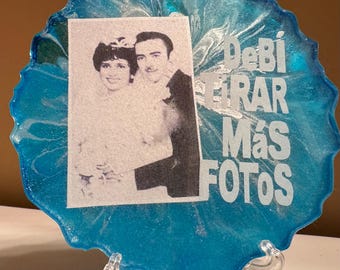 Marco de fotos de conejito malo DTMF personalizado con soporte, marco de fotos de resina Debir Tirar Mas Fotos, regalo personalizado, recuerdo fotográfico conmemorativo, personalizado