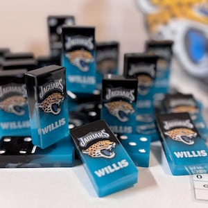 Jacksonville jaguars custom personalized dominoes , personalized gifts, sports gift, gift for him, custom football gift, birthday gift