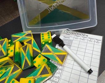 Jamaican flag , Jamaican custom personalized dominoes , personalized Jamaican gifts