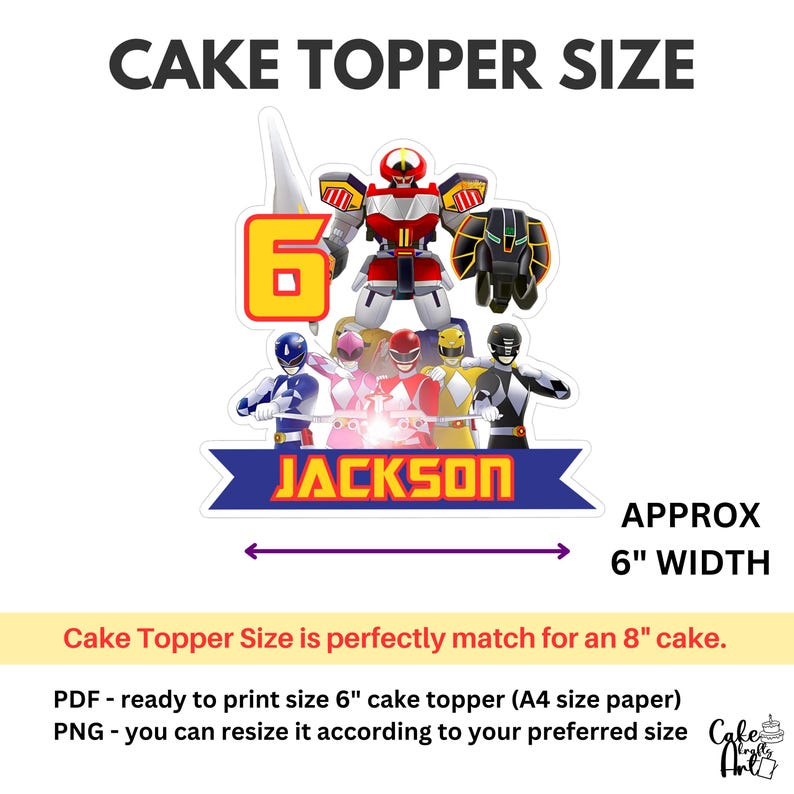 Topper Power Renger Power Rangers Printable Cake Topper, Rangers Digital Cake Topper ...