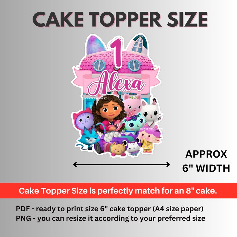 Gabby, Dollhouse, Gabbys Dollhouse, Cake Topper, Digital Download ...