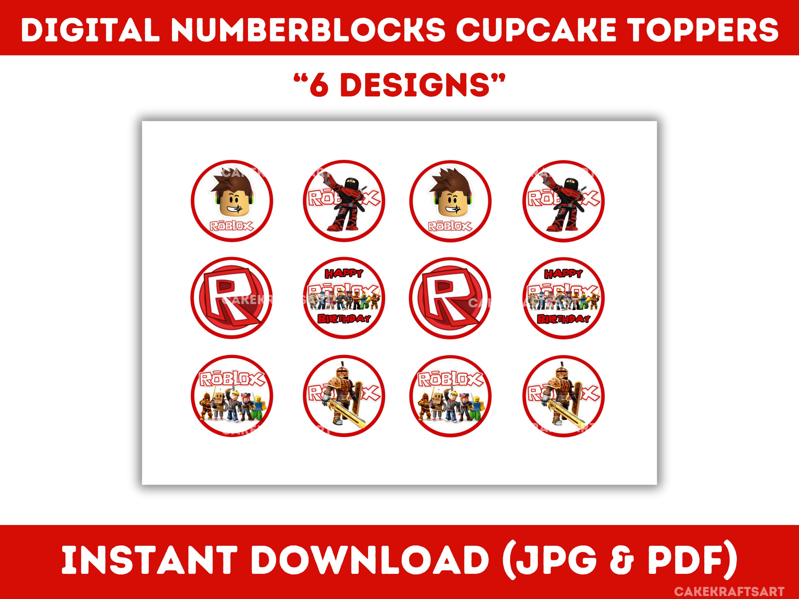 Roblox Cupcake Toppers, Roblox Birthday Cupcake Topper, Instant Download, Printable, Digital ...