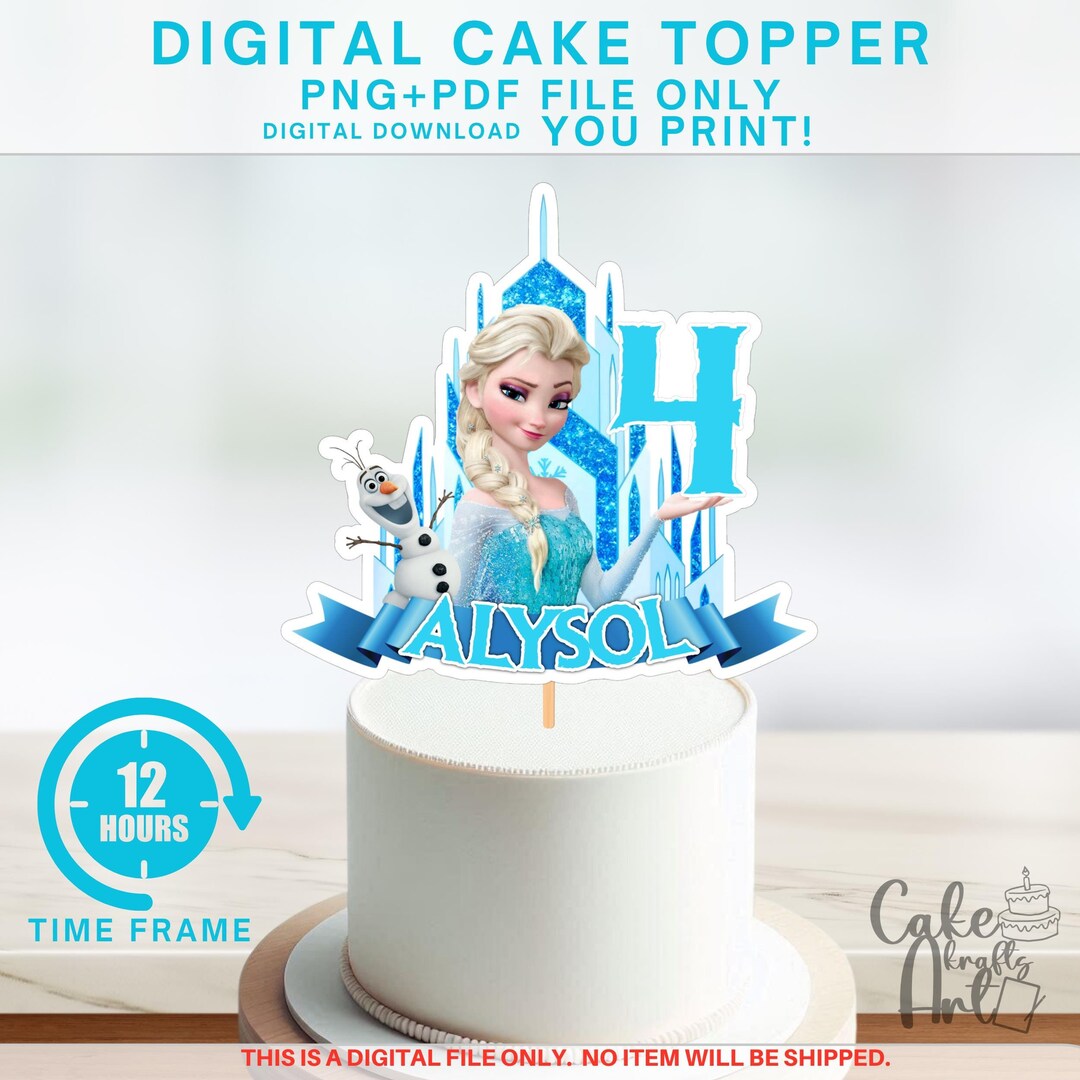 Elsa Digital File Cake Topper, Elsa Birthday Topper, Frozen Digital ...