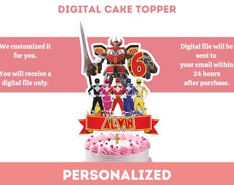 Topper de pastel de Rangers, topper de descarga digital, topper de pastel de héroe de poder, topper de pastel personalizado