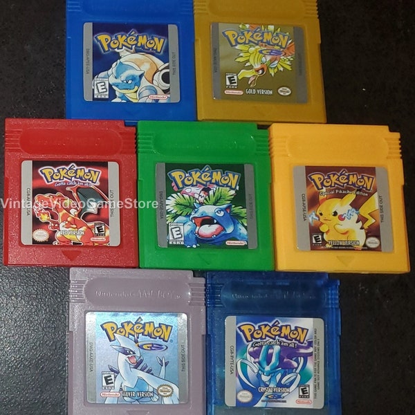 Pokemon GBC Blue Crystal Gold Green Red Silver Yellow Game Cartridge GBA Emerald FireRed LeafGreen Ruby Sapphie Gameboy Advance Color Bundle