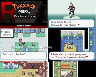 Pokemon FireRed Rocket Edition GBA Game Cartridge Rare GameBoy Advance Custom ROM