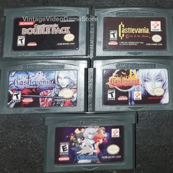 Castlevania Double Pack Harmony of Dissonance Circle of the Moon Aria of Sorrow GBA Game Cartridge Gameboy Advance Nintendo Bundle Deal