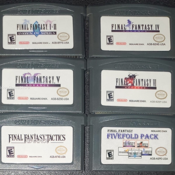 Final Fantasy 1 & 2 Dawn of Souls, IV, V, VI, Tactics Advance GBA Game Cartridge Bundle Lot Deal Nintendo Game Boy Advance