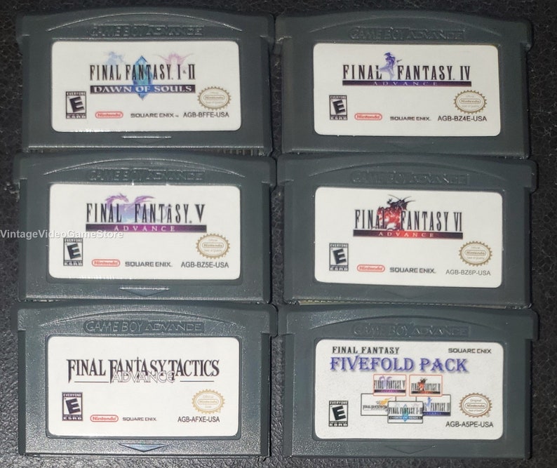 Final Fantasy 1 & 2 Dawn of Souls, IV, V, VI, Tactics Advance GBA Game Cartridge Bundle Lot Deal Nintendo Game Boy Advance image 1