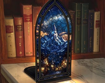 Świecznik Velaris ACOTAR, kącik książkowy Velaris City, dekoracja serii książek, dekoracja półki na książki fantasy, prezent dla miłośników książek, prezent dla miłośników książek