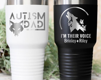 Custom Autism Dad Tumbler Gift Idea Laser Engraved Personalized