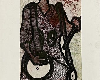 Artwork titled The Native Drummer by Johnson  Agboola