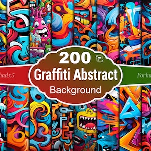 200 種類のアーバン グラフィティ背景: デジタル ストリート アートの壁紙 (JPG ファイル)