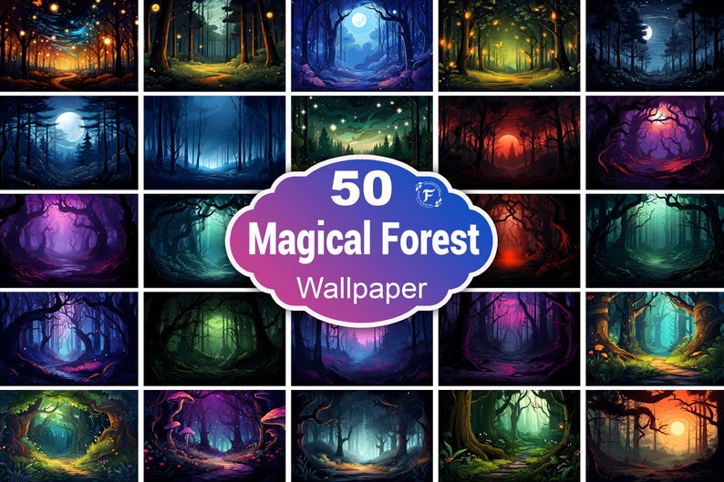 Magical Forest Wallpaper: Fairy Tale Scenery (50 JPG Files) - Etsy