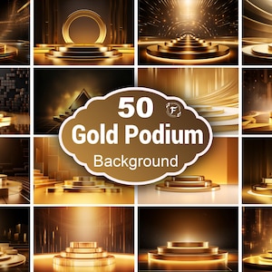 Fondo de podio 3D dorado brillante para exhibición de productos, telón de fondo para fotografía de productos, escenario de exhibición de productos, escenario de podio dorado, podio de lujo