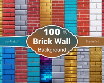 Brick Wall Texture Backgrounds: 100 JPG Files (Digital Download)