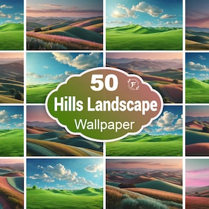Rolling Hills landschapskunstprints: natuurbehangbundel (digitale download)