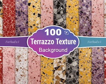 Terrazzo Texture Background Bundle: 100 Digital Papers (3000x2000 px)