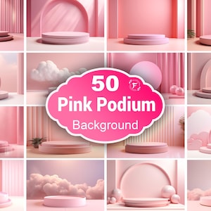 Fondo de podio 3D rosa, fondo de escenario de podio rosa, maqueta de podio 3D, expositor de productos rosa, expositor de productos de belleza